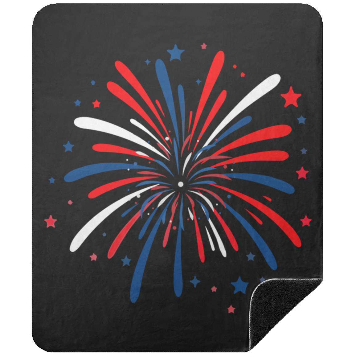 4th of July Firework BSHM Premium Black Sherpa Blanket 50x60