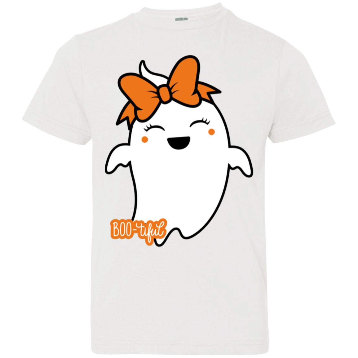 Boo-tiful Ghost with Bow -- Youth Jersey T-Shirt