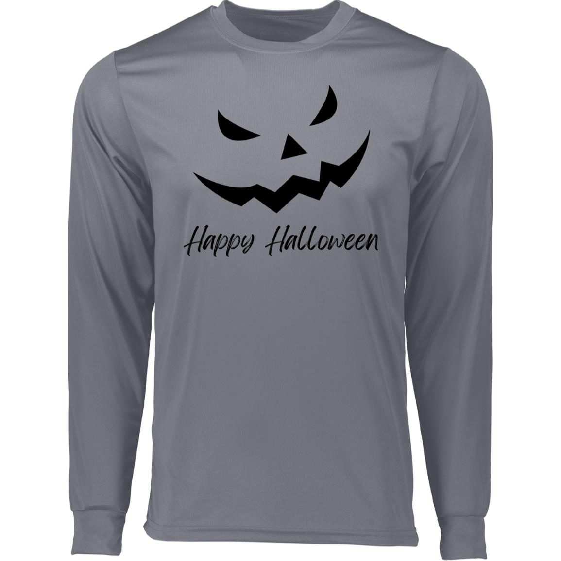 Scary Jack O Lantern Face CLOSEOUT -- Long Sleeve Moisture-Wicking Tee