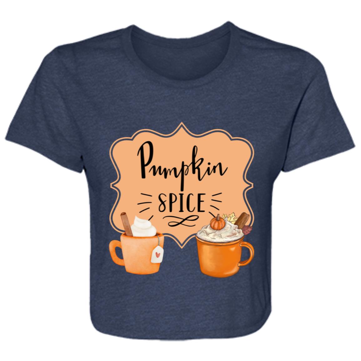 Pumpkin Spice Latte Orangetan Black -- Ladies' Flowy Cropped Tee