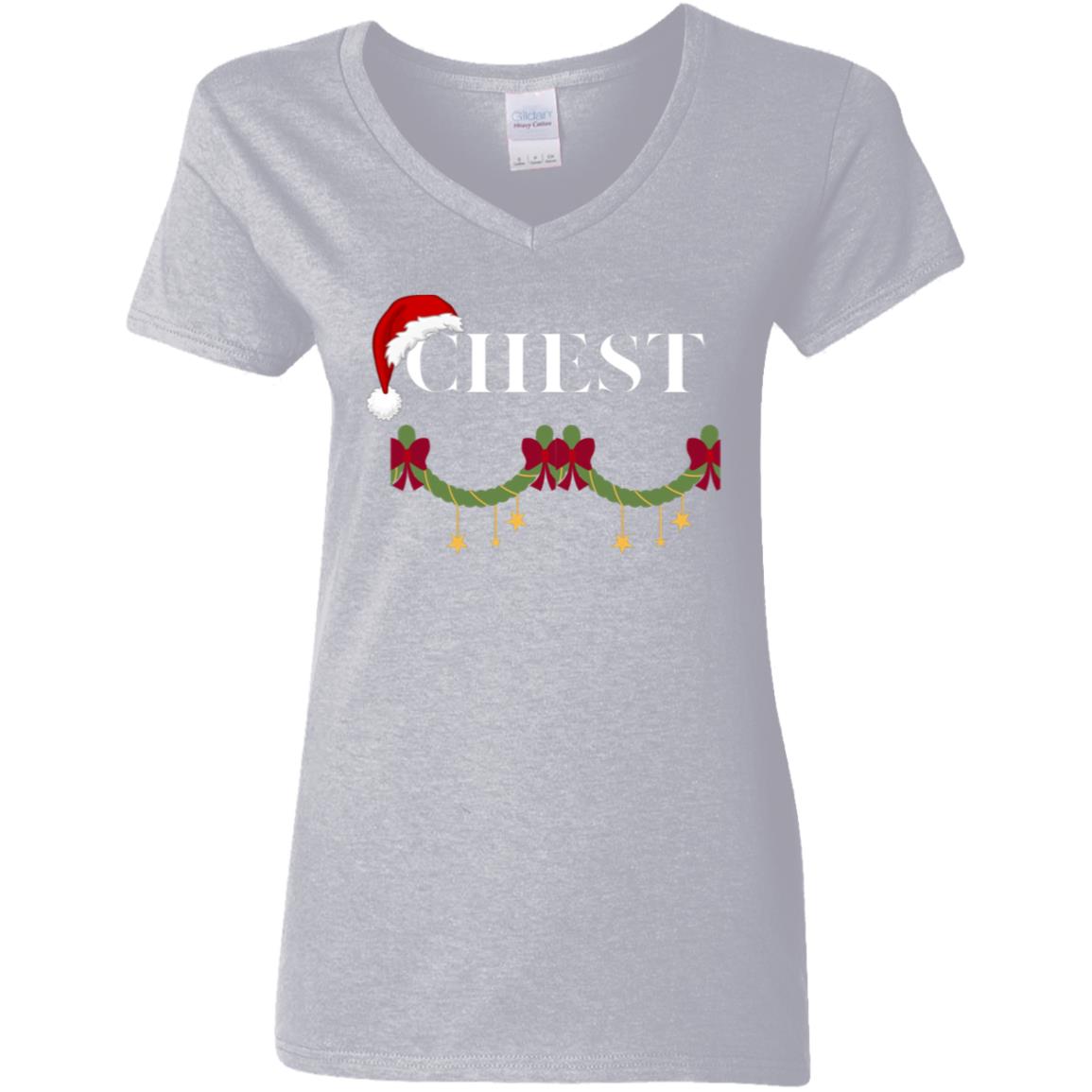 CHEST -- Ladies' 5.3 oz. V-Neck T-Shirt