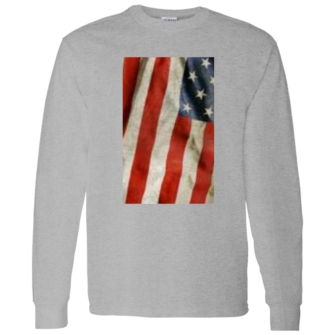 American Flag -- Distressed & Waving -- LS T-Shirt