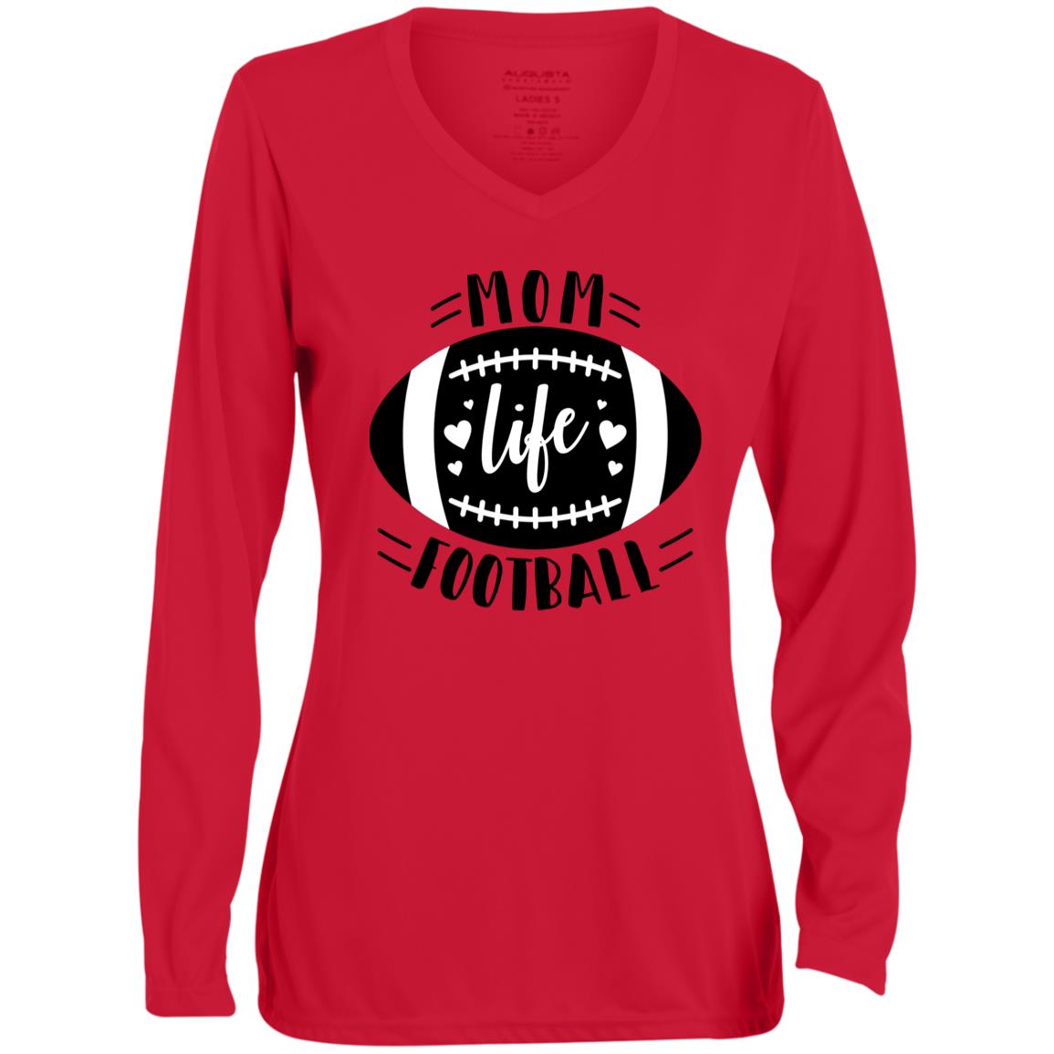 Football My Life CLOSEOUT -- Ladies' Moisture-Wicking Long Sleeve V-Neck Tee