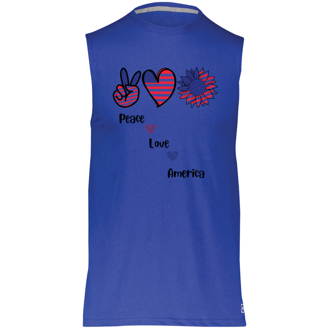 Essential Dri-Power Sleeveless Muscle Tee -- Peace Love America