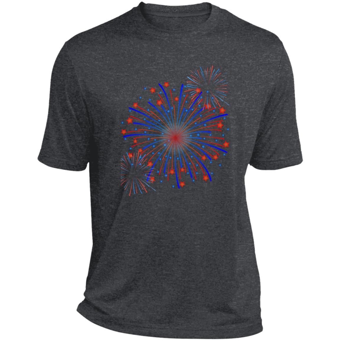 4th of July Fireworks (1) CLOSEOUT -- Heather Performance Tee