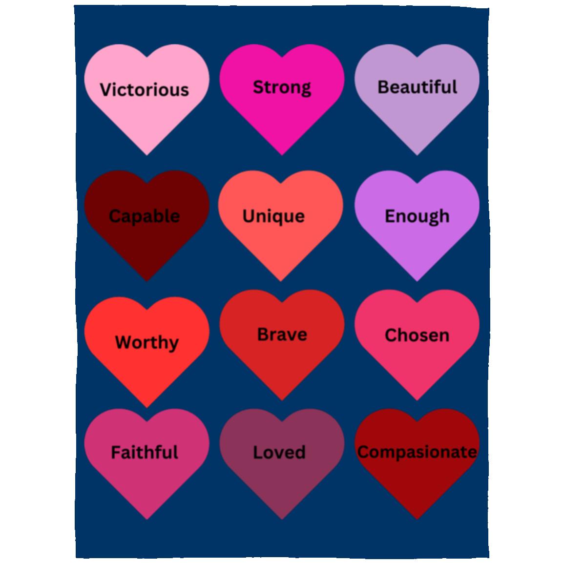 Positive hearts black FLL Arctic Fleece Blanket 60x80