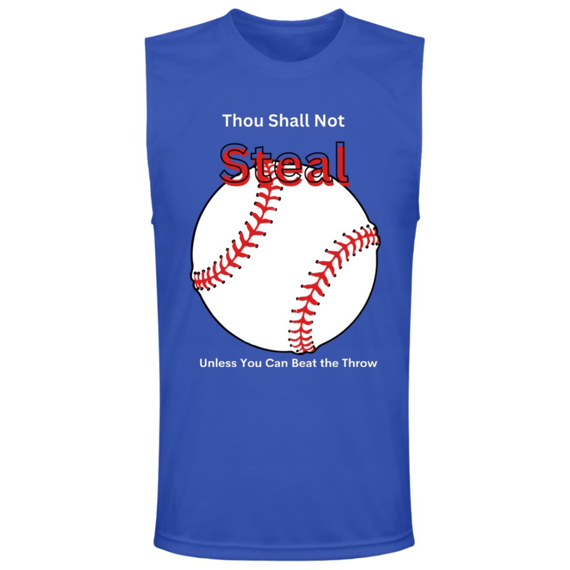 Thou Shall Not Steal White --  Mens Zone Muscle Tee