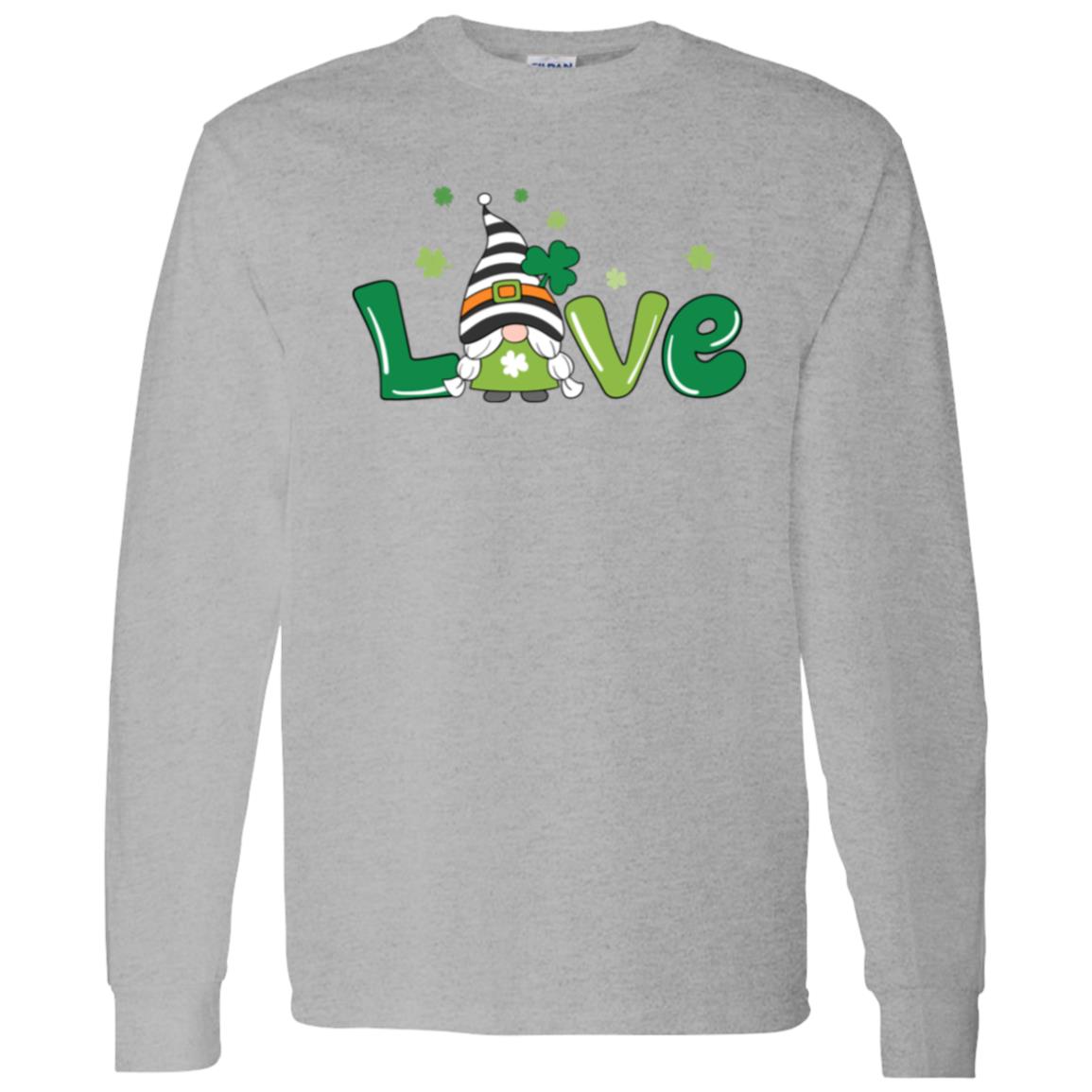 clover love gnome G540 LS T-Shirt 5.3 oz.