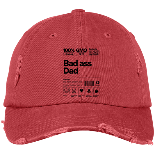 Bad Ass Dad -- Embroidered Distressed Dad Cap