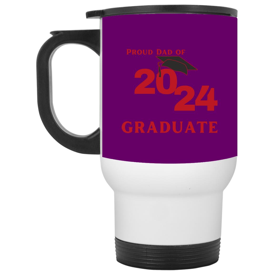 Proud Dad graduate 2024 red CLOSEOUT - XP8400W White Travel Mug