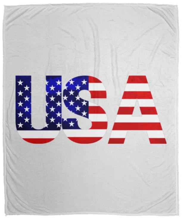 USA American Flag T-shirt VPM Cozy Plush Fleece Blanket - 50x60