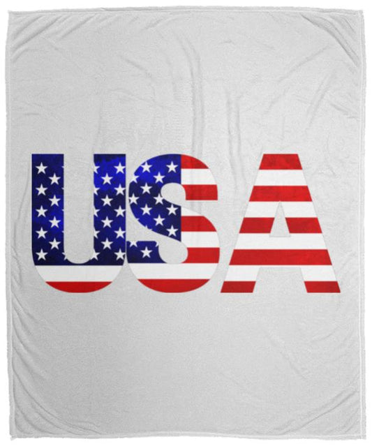 USA American Flag T-shirt VPM Cozy Plush Fleece Blanket - 50x60