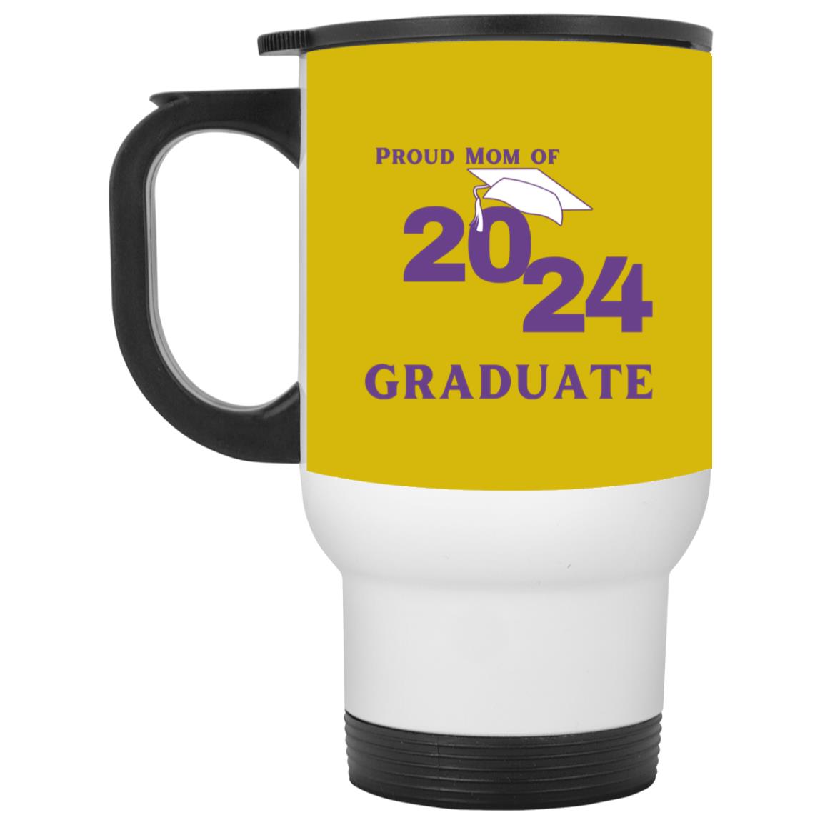 Proud Mom graduate 2024 purple CLOSEOUT - XP8400W White Travel Mug