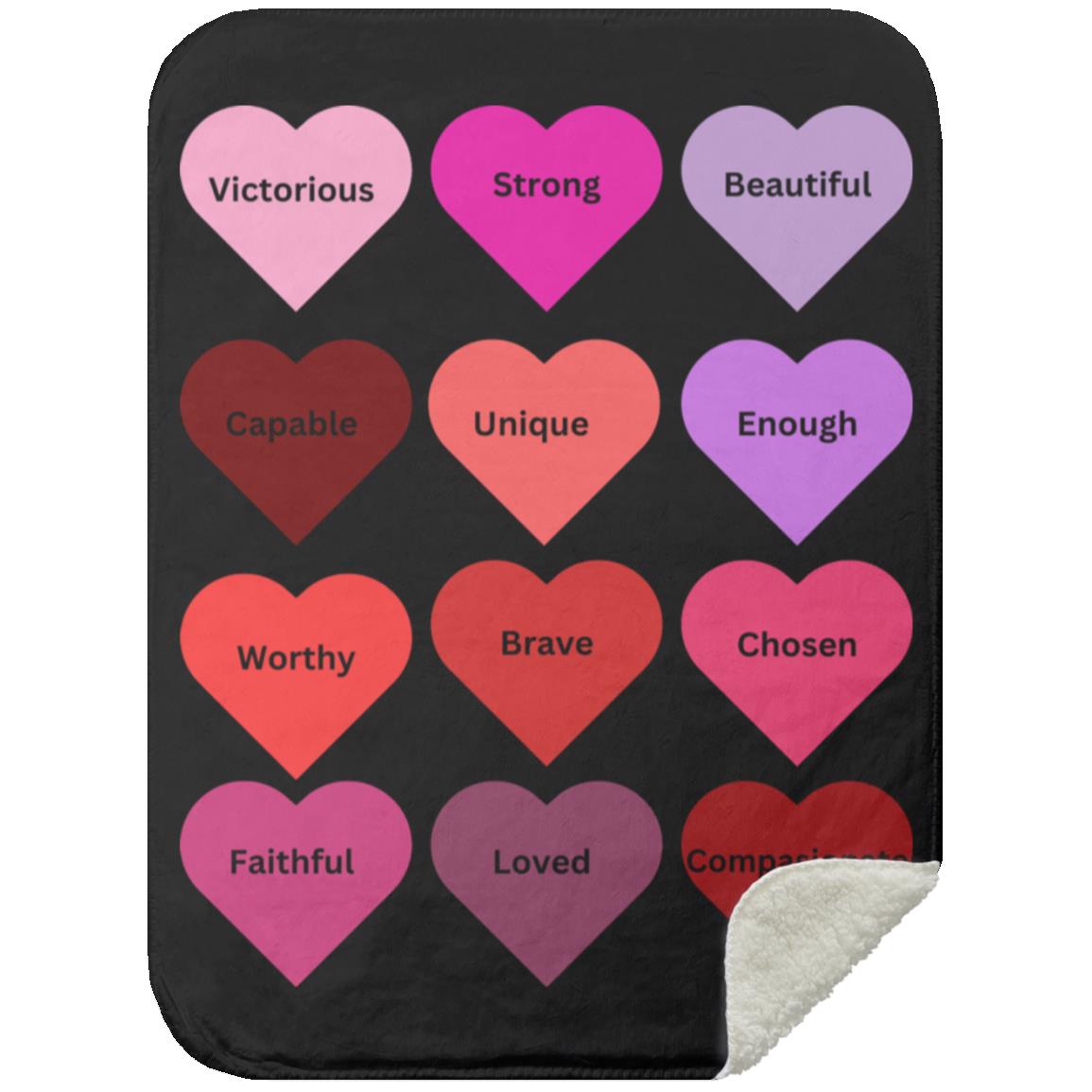 Positive hearts black MSHS Premium Sherpa Blanket 30x40