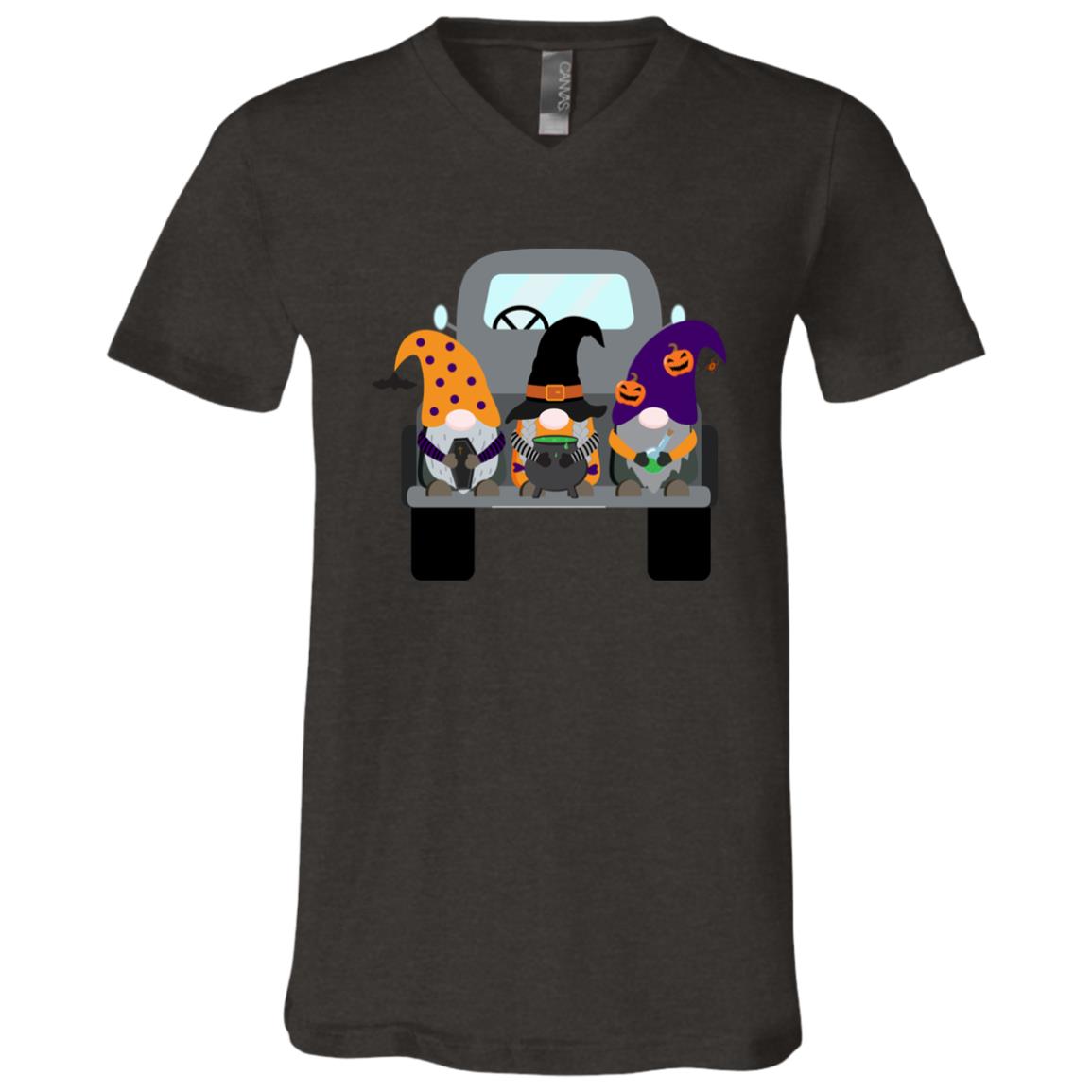 Halloween Gnomes in a Truck 3005 Unisex Jersey SS V-Neck T-Shirt