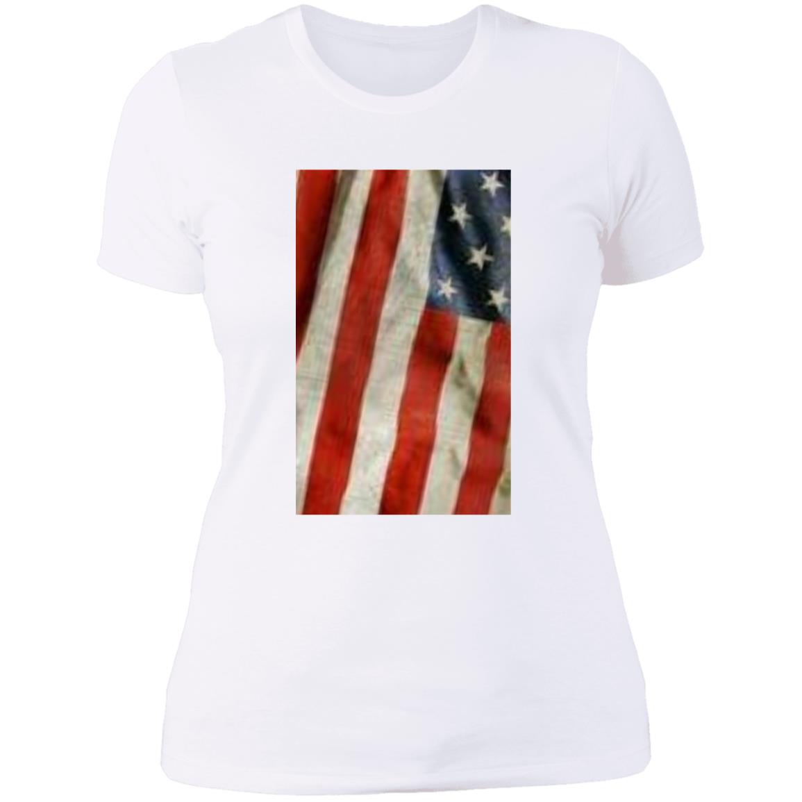 American Flag -- Distressed & Waving -- Ladies' Boyfriend T-Shirt