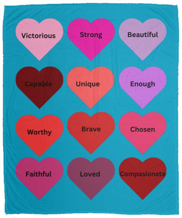 Positive hearts black VPM Cozy Plush Fleece Blanket - 50x60