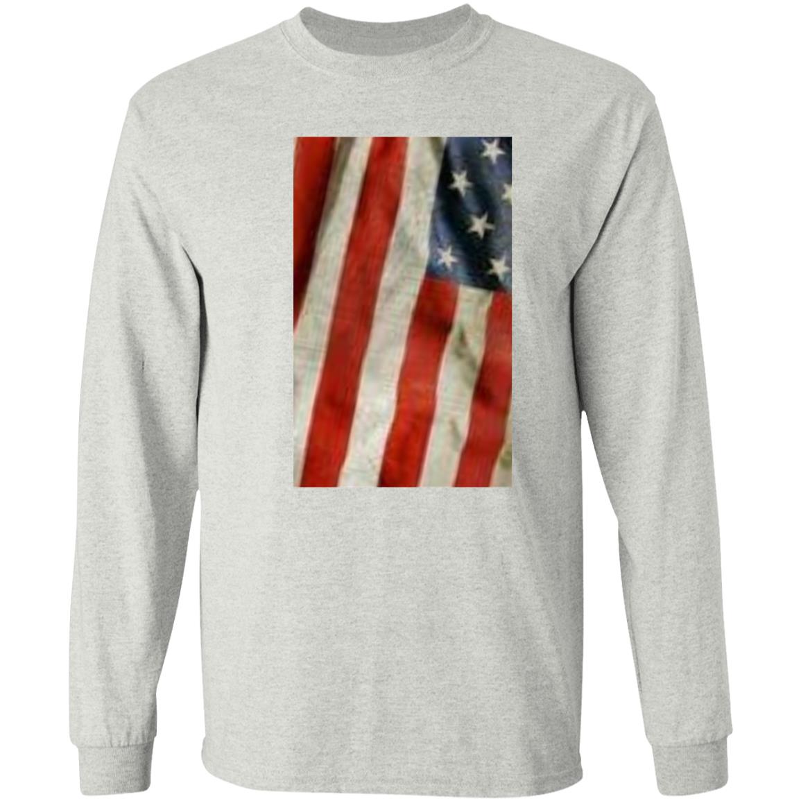 American Flag -- Distressed & Waving -- LS T-Shirt