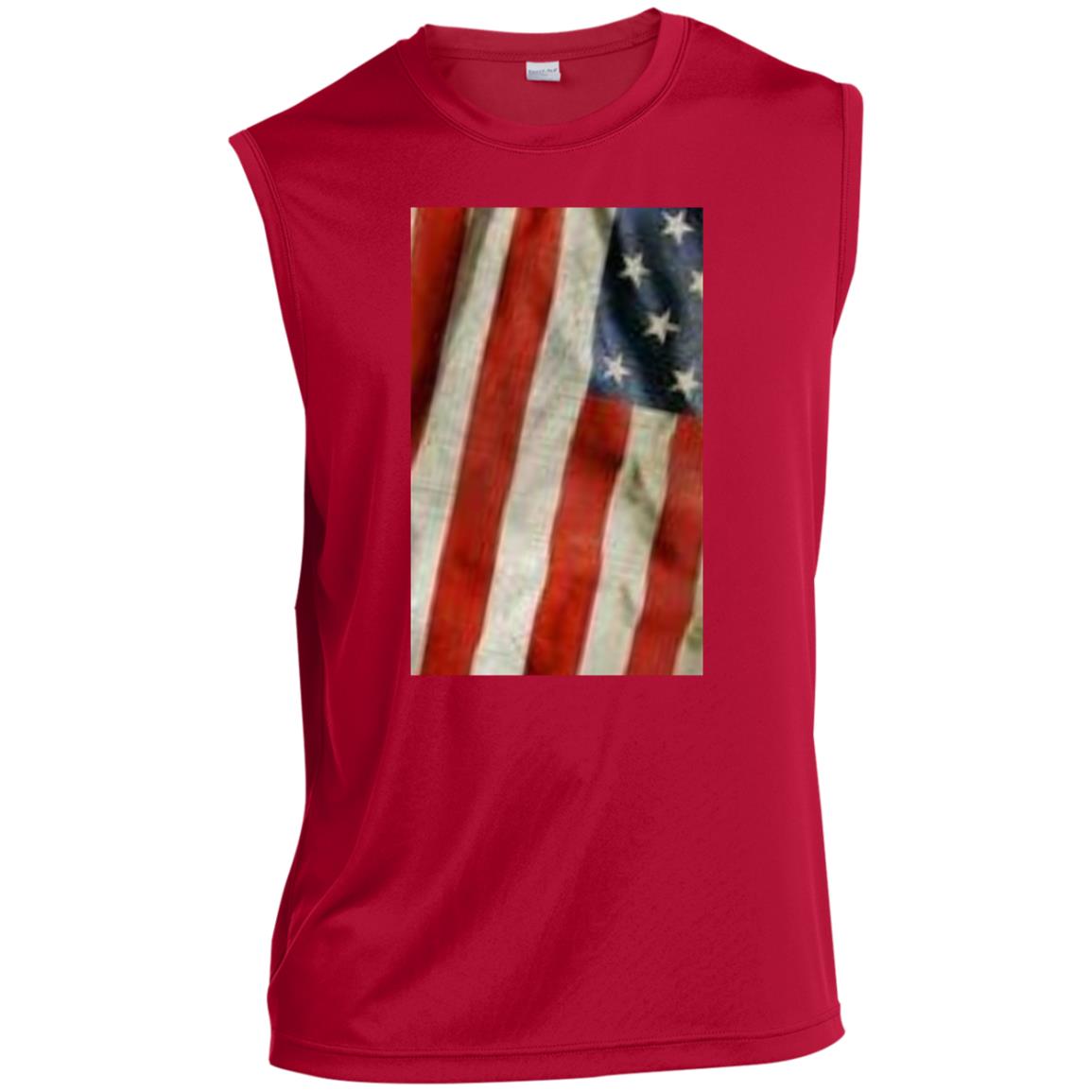 American Flag -- Distressed & Waving -- CLOSEOUT -- Men’s Sleeveless Performance Tee