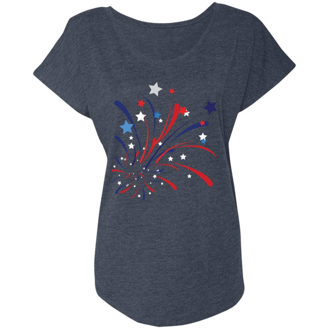 4th of July Firework 2 NL6760 Ladies' Triblend Dolman Sleeve