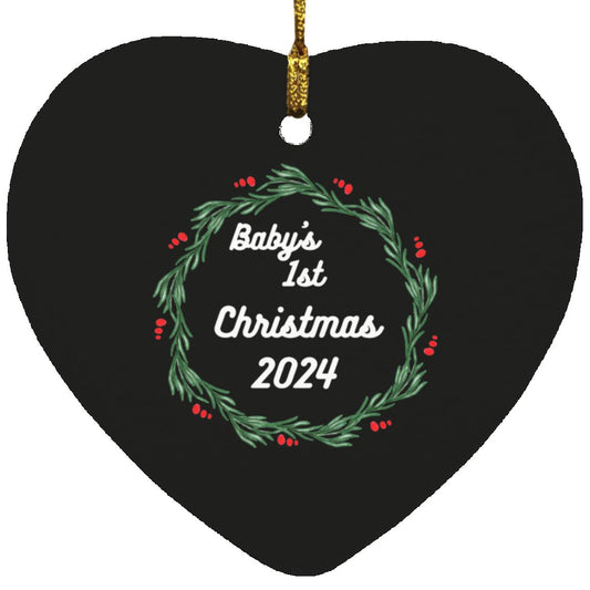 Baby’s 1st Christmas wreath 2024 -- Heart Ornament