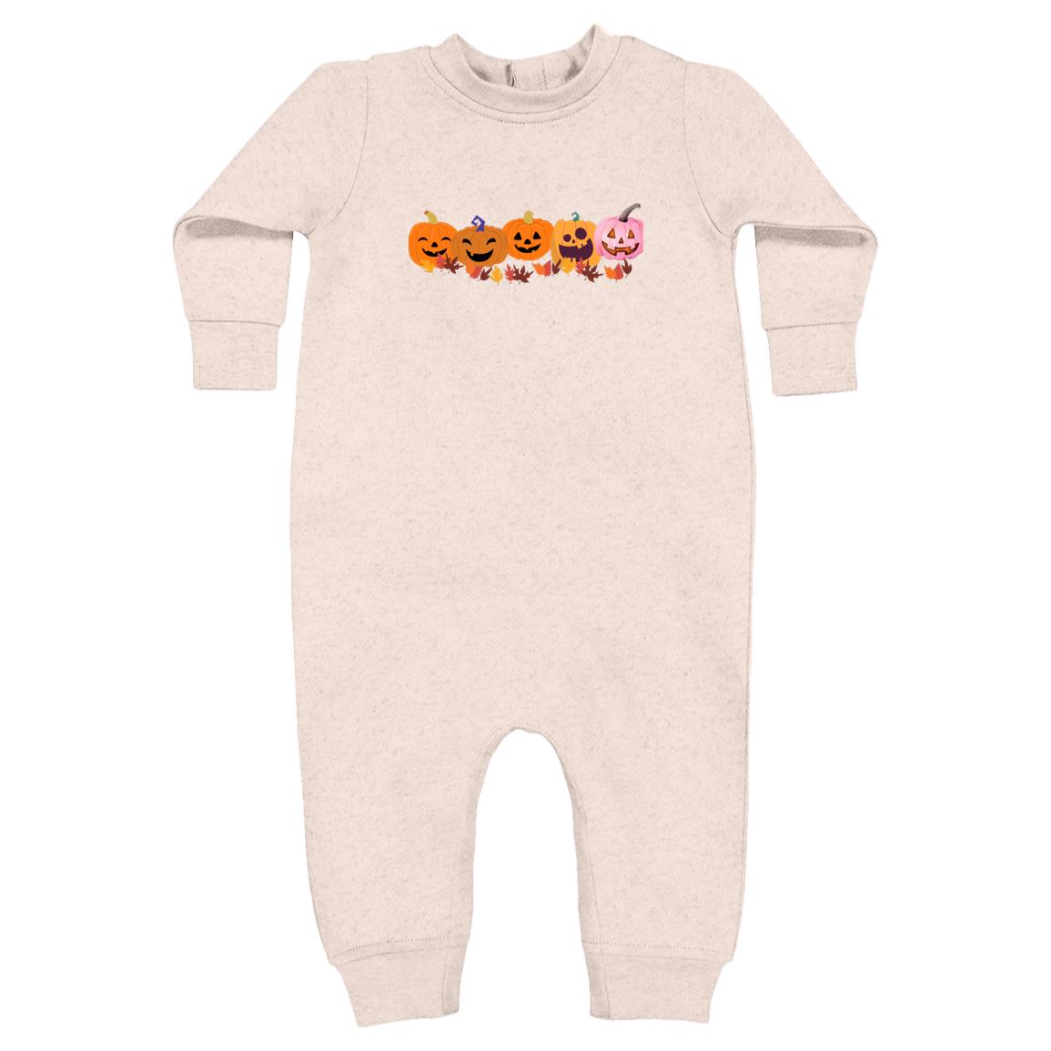 Jack 0 Lanterns in a Row -- Rabbit Skins Infant Fleece One-Piece Bodysuit