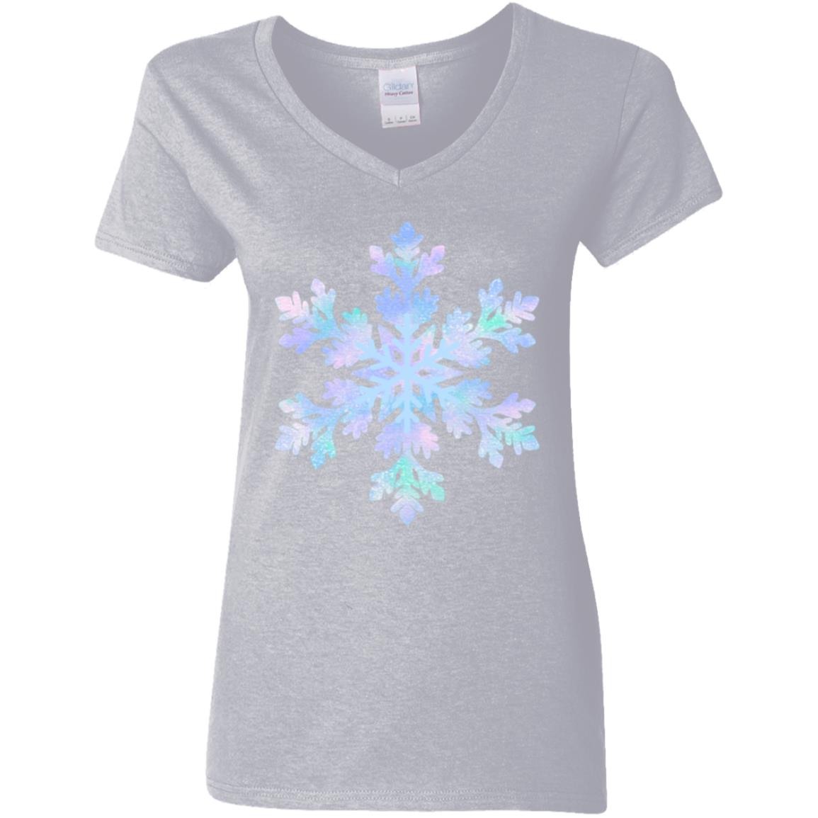 Snowflake blue and purple -- Ladies' 5.3 oz. V-Neck T-Shirt