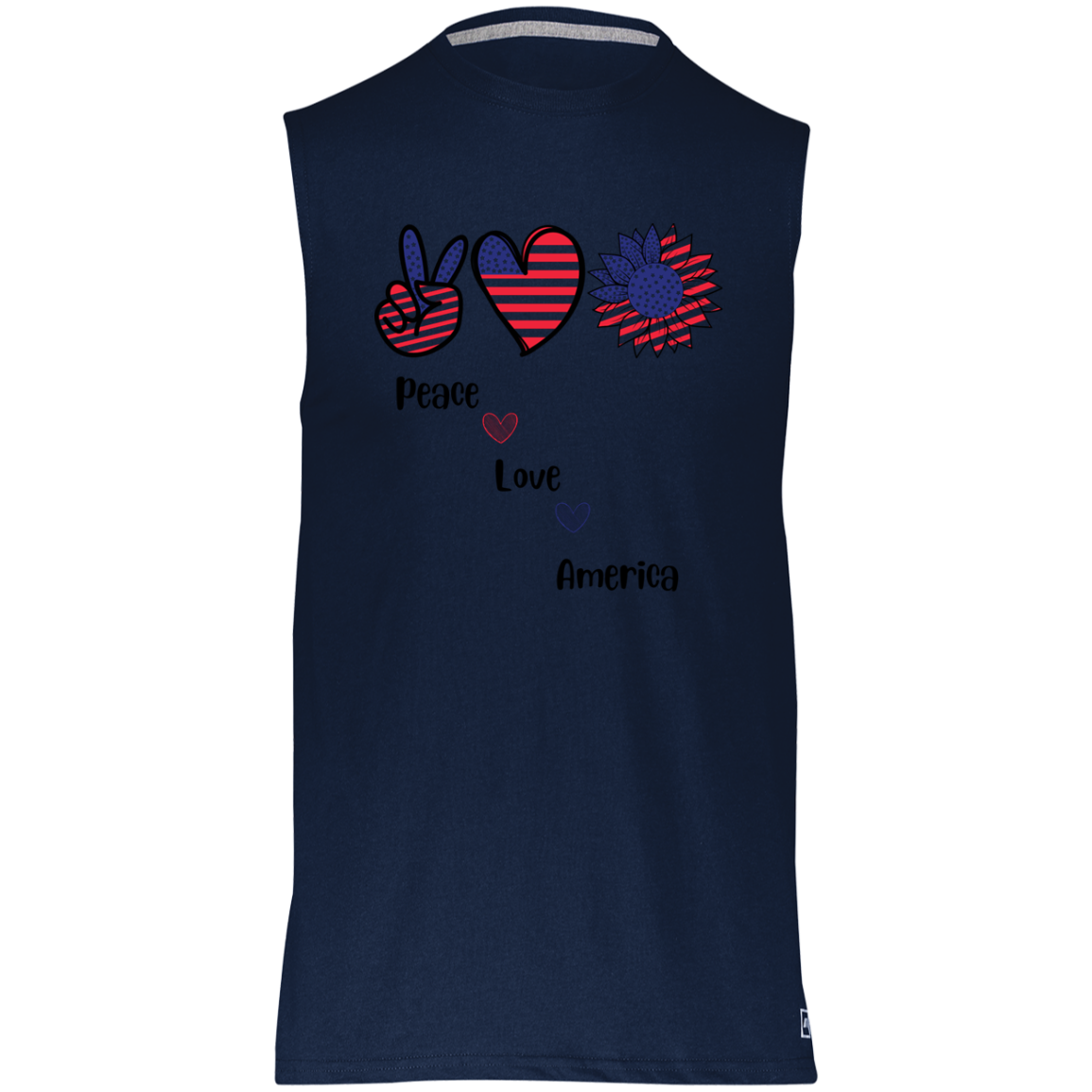 Essential Dri-Power Sleeveless Muscle Tee -- Peace Love America