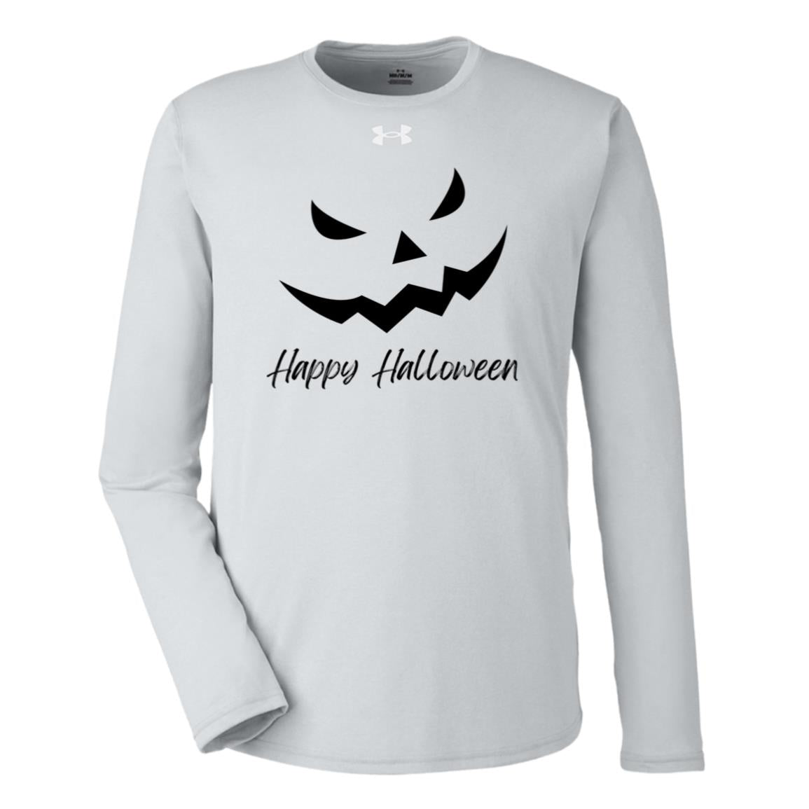 Scary Jack O Lantern Face -- Under Armour Team Tech Long Sleeve Tee