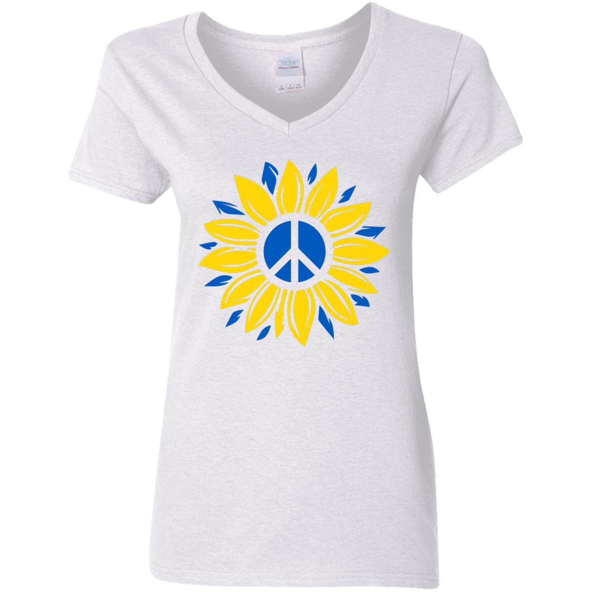 Peace flower t-shirt G500VL Ladies' 5.3 oz. V-Neck T-Shirt