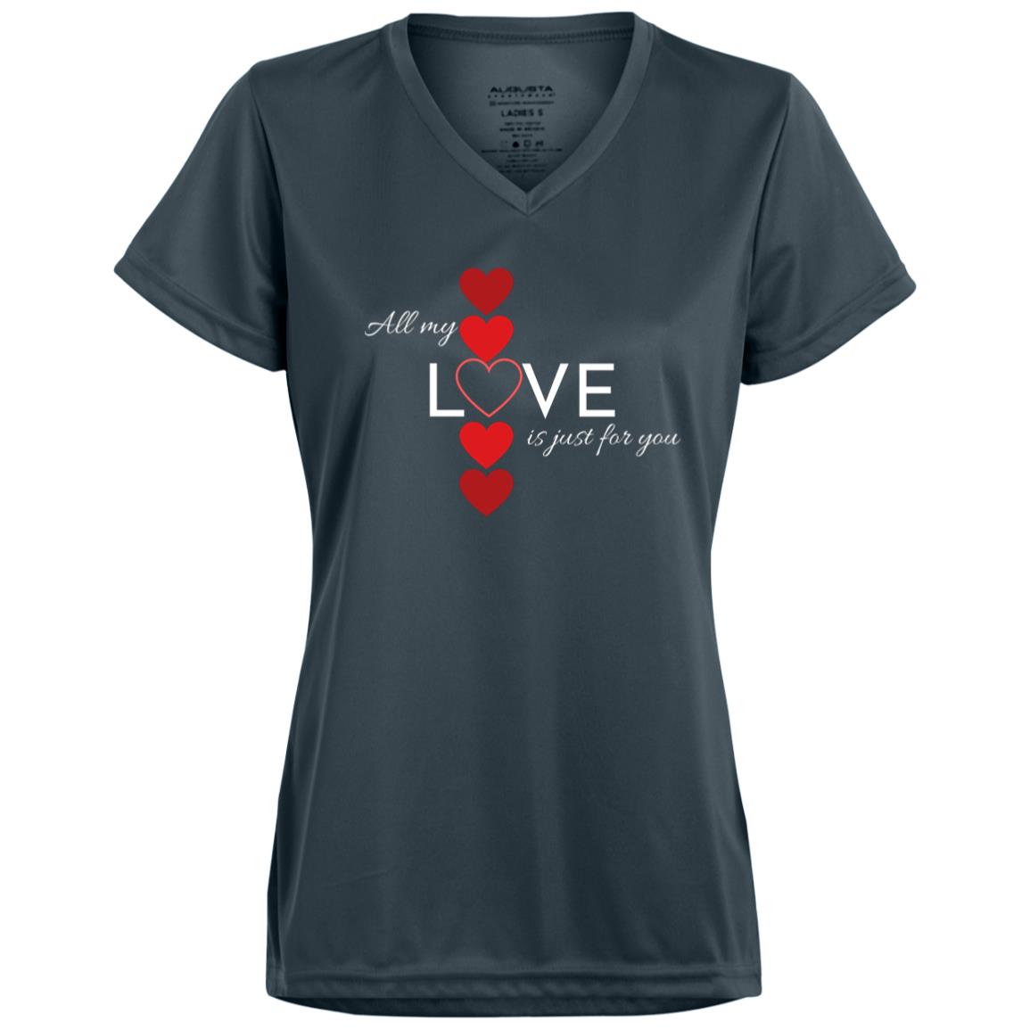 Ladies’ Moisture-Wicking V-Neck Tee -- All my Love