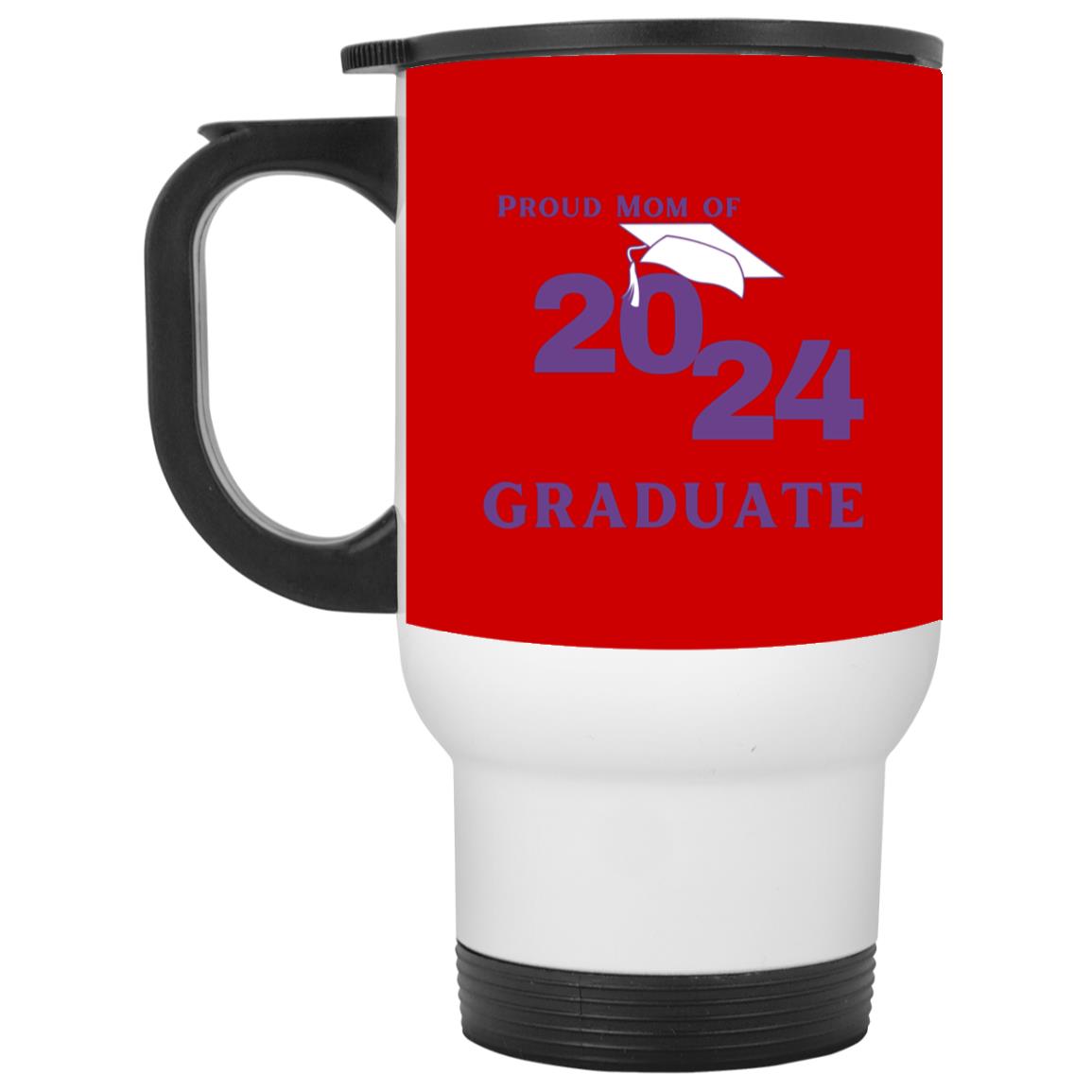 Proud Mom graduate 2024 purple CLOSEOUT - XP8400W White Travel Mug