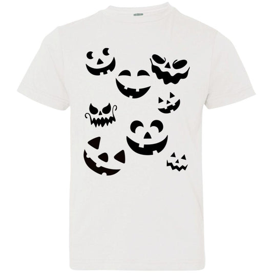 Scattered Jack O Lantern Faces (1) -- Youth Jersey T-Shirt