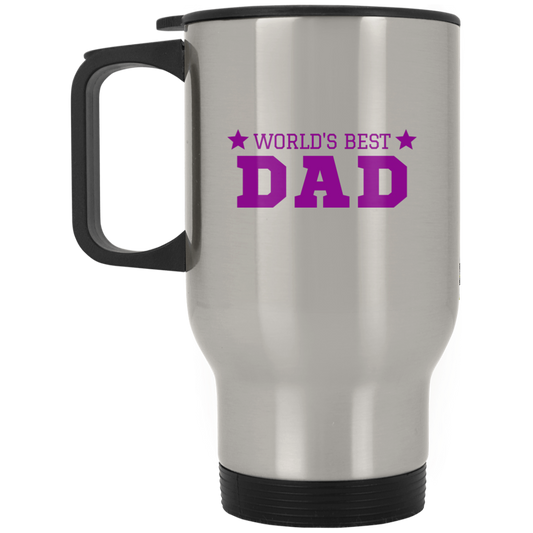 World's Best Dad -- Silver Stainless Travel Mug