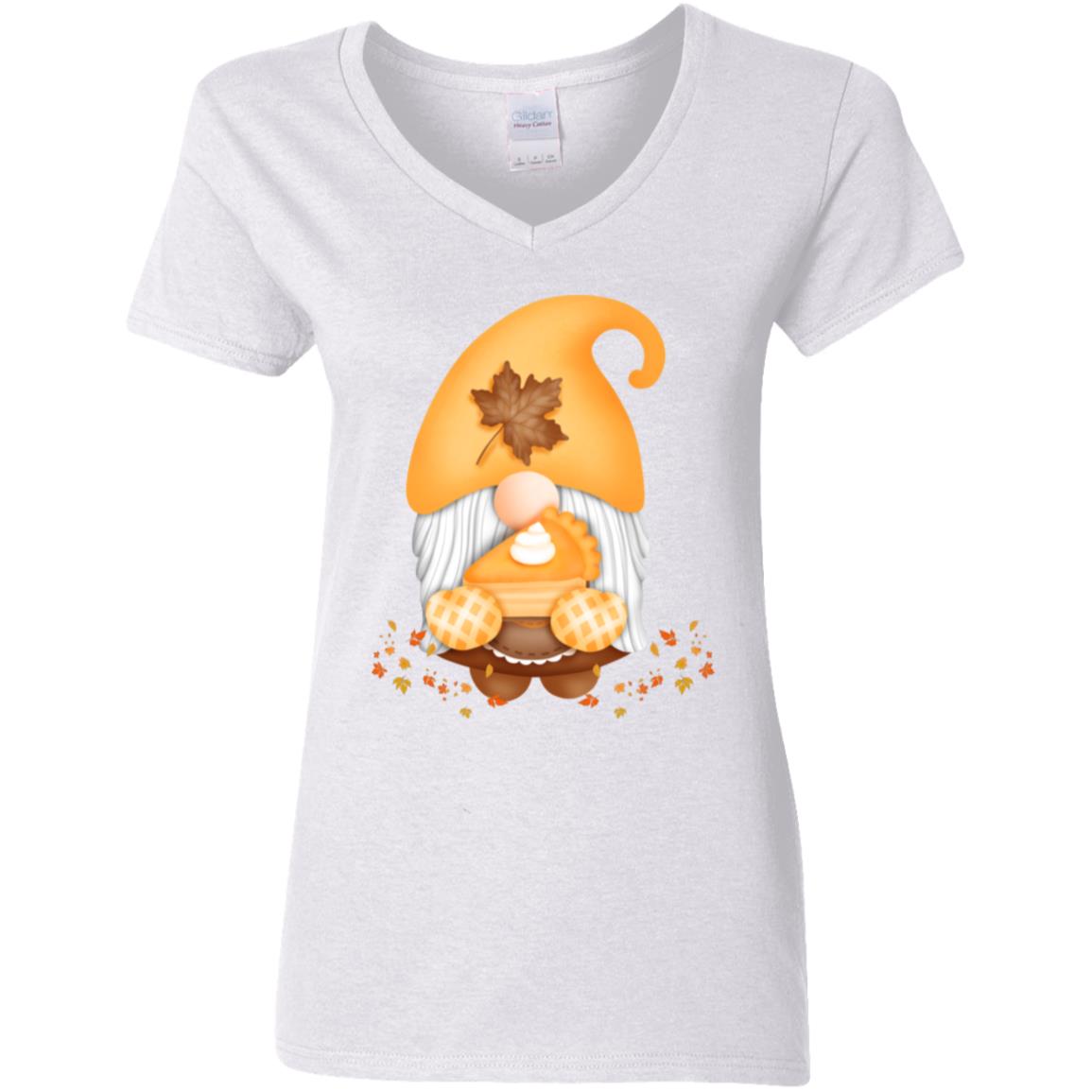 Gnome Pumpkin Pie G500VL Ladies' 5.3 oz. V-Neck T-Shirt