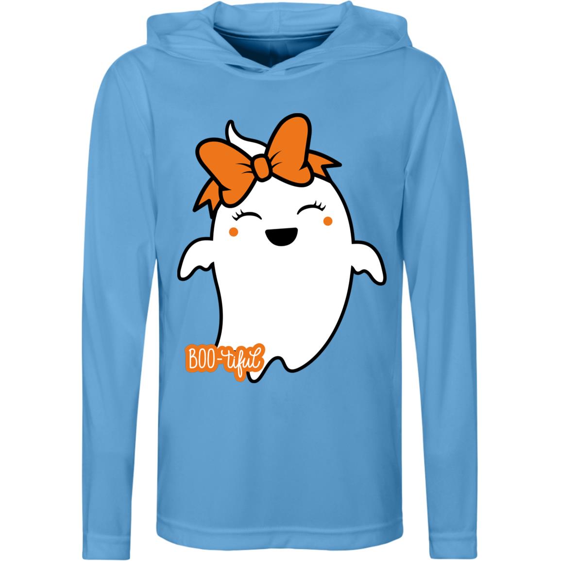 Boo-tiful Ghost with Bow -- Team 365 Kids Zone Hooded Tee