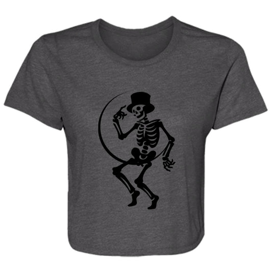 Moon and Skeleton -- Ladies' Flowy Cropped Tee