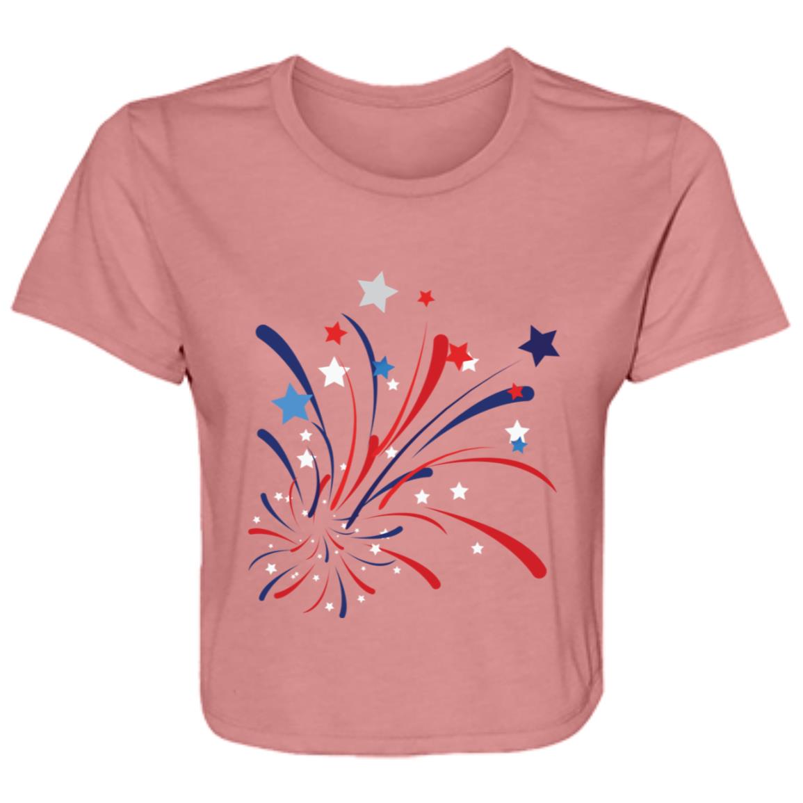 4th of July Firework -- Ladies' Flowy Cropped Tee