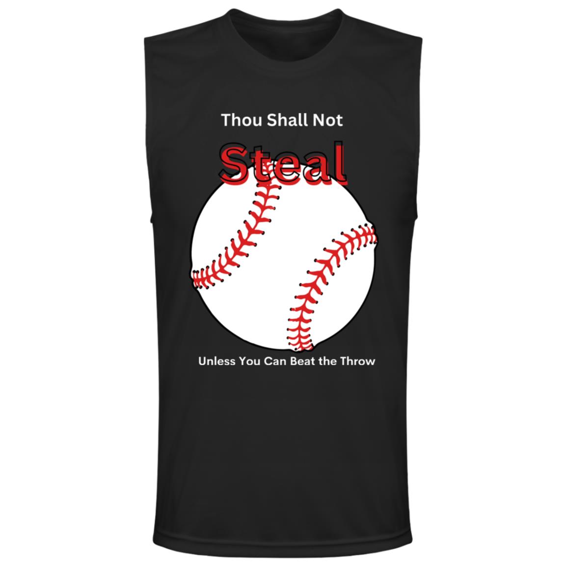 Thou Shall Not Steal White --  Mens Zone Muscle Tee