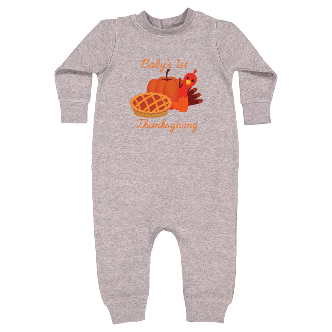 Baby’s 1st Thanksgiving Turkey -- Rabbit Skins Infant Fleece One-Piece Bodysuit