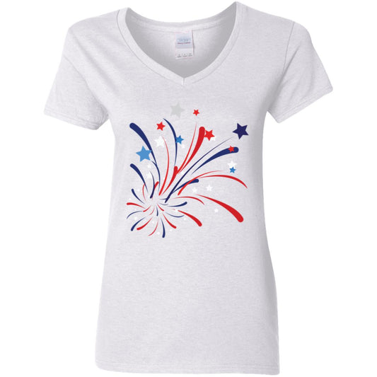 4th of July Firework -- Ladies'  V-Neck T-Shirt