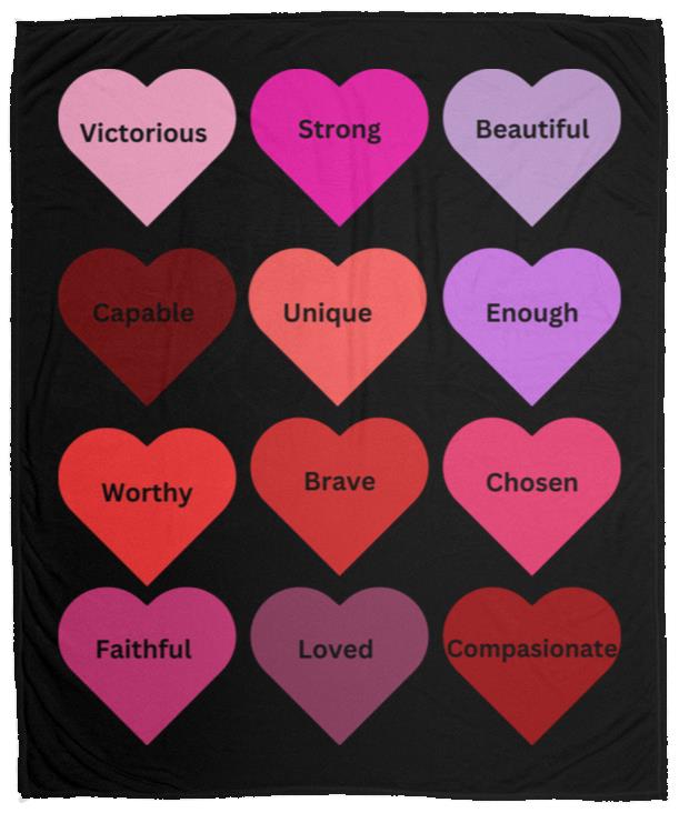 Positive hearts black VPM Cozy Plush Fleece Blanket - 50x60