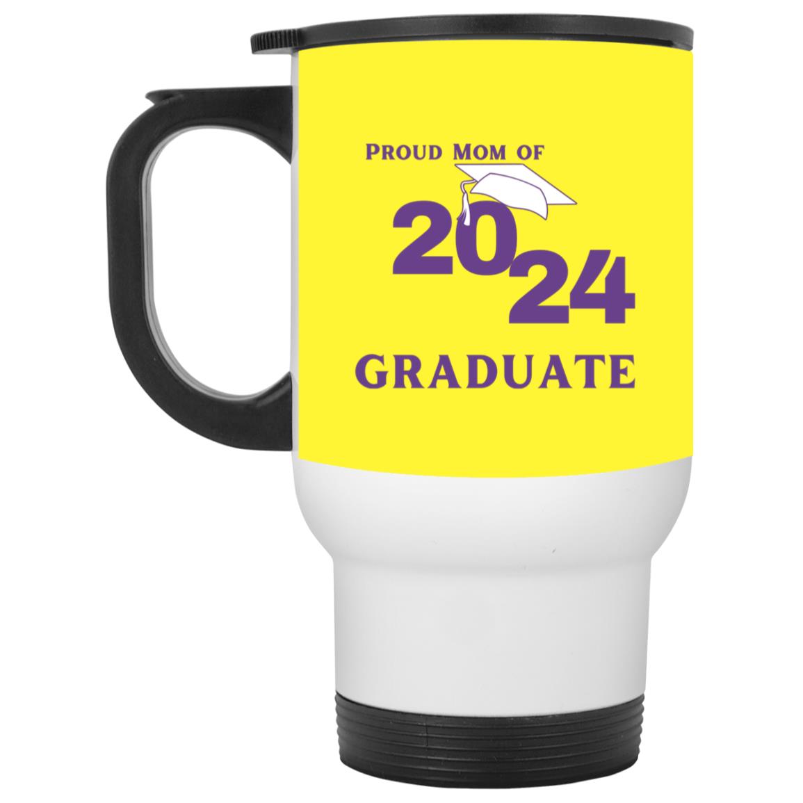 Proud Mom graduate 2024 purple CLOSEOUT - XP8400W White Travel Mug