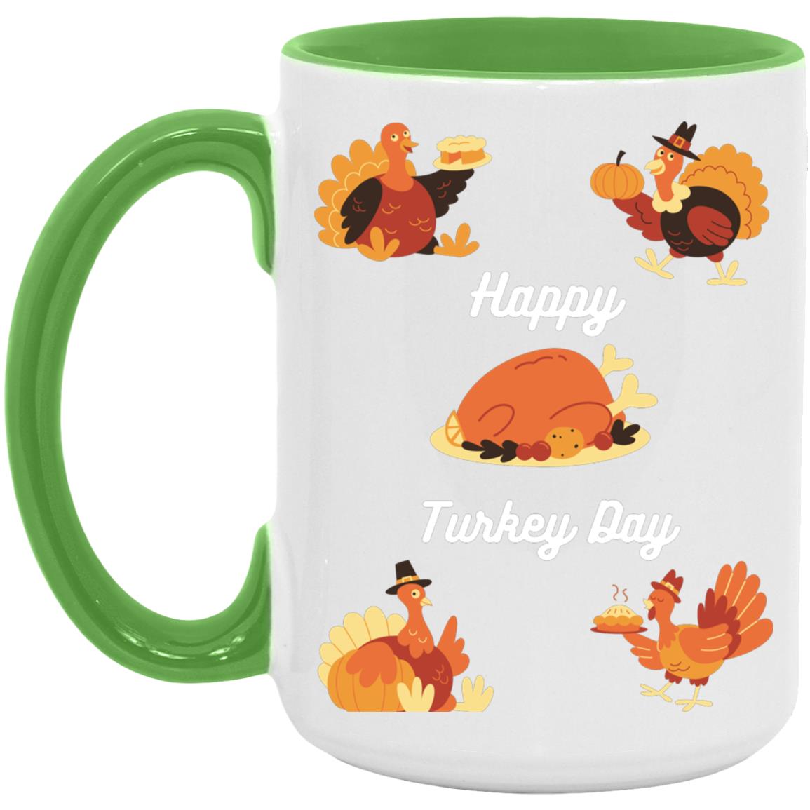 Happy Turkey Day white letters AM15OZ 15oz Accent Mug