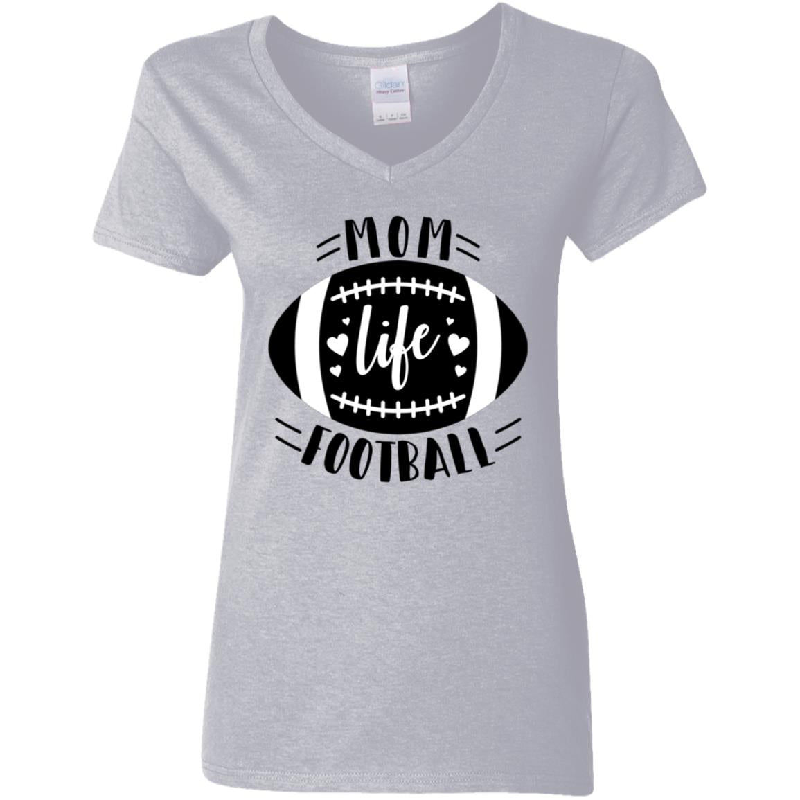 Football My Mom Life -- Ladies' 5.3 oz. V-Neck T-Shirt