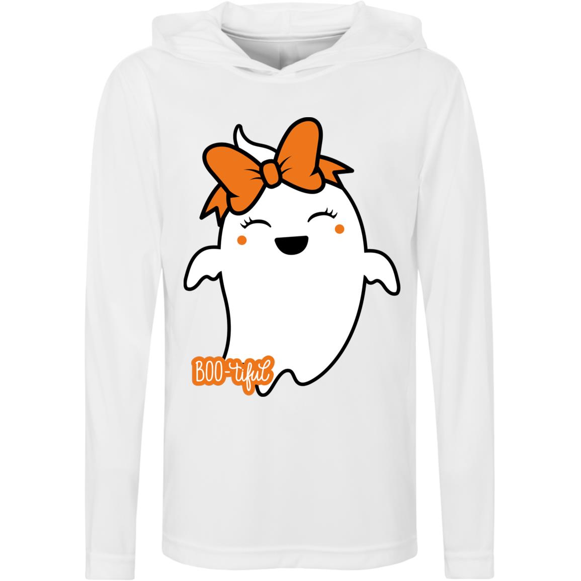 Boo-tiful Ghost with Bow -- Team 365 Kids Zone Hooded Tee