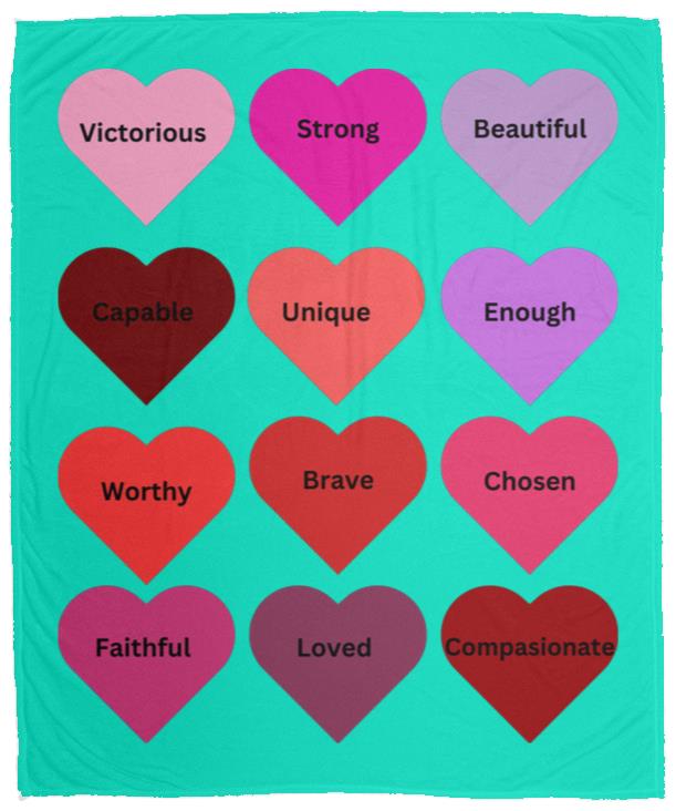 Positive hearts black VPM Cozy Plush Fleece Blanket - 50x60