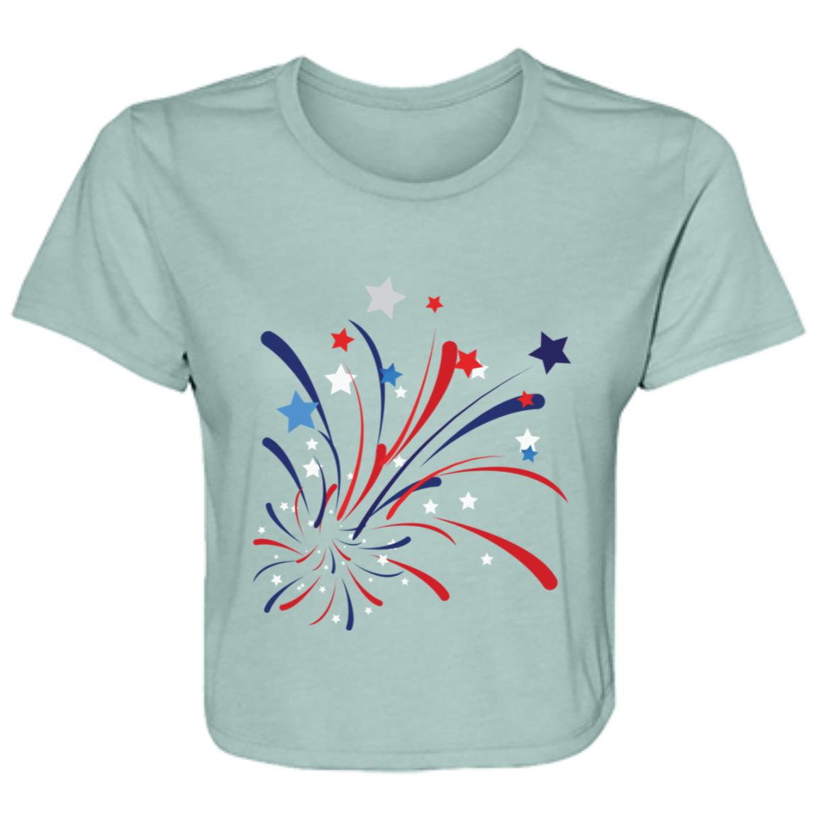 4th of July Firework -- Ladies' Flowy Cropped Tee