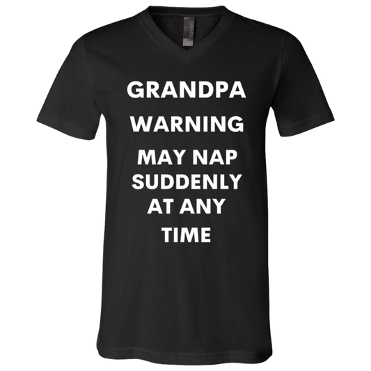 Grandpa naps white 3005 Unisex Jersey SS V-Neck T-Shirt