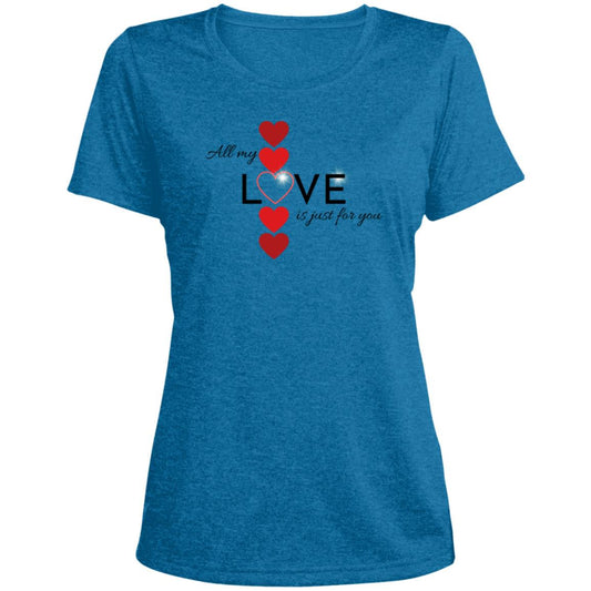 Elegant red hearts no background black t-shirt LST360 Ladies' Heather Scoop Neck Performance Tee